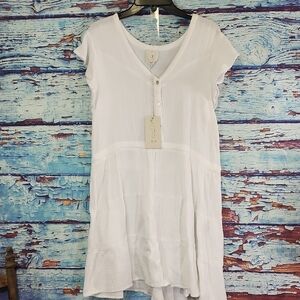 Joie Cream Asymmetrical Relaxed Midi Dress